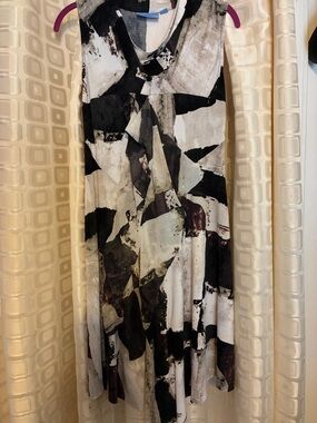 Simply Vera Vera Wang Black & White Abstract Print Sleeveless Dress
